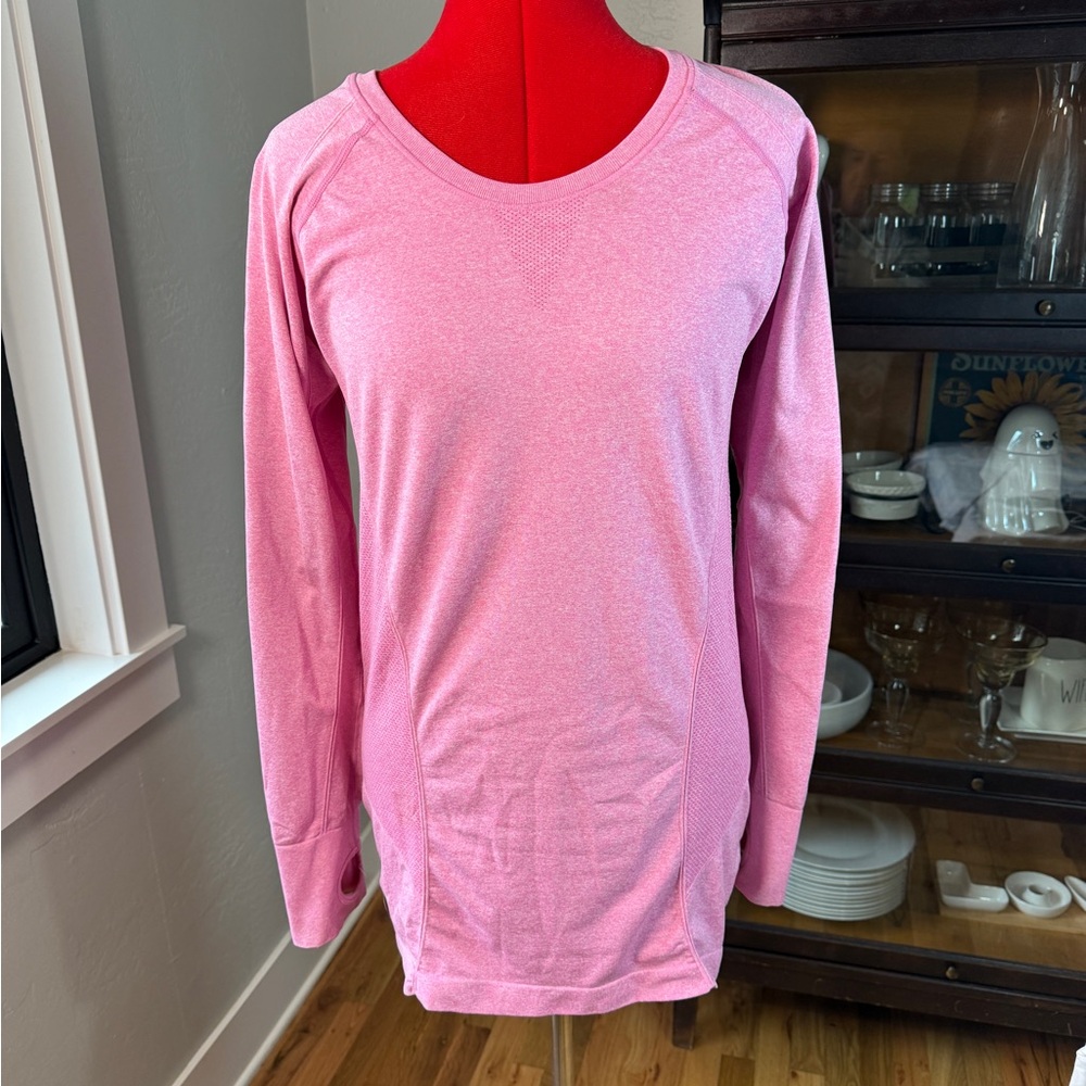 Zella Pink Performance Thumbholes Activewear Long Sleeve Top Size L